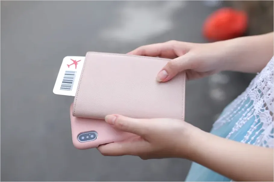 Detail Hands Holding Passport Travel Document Number 11