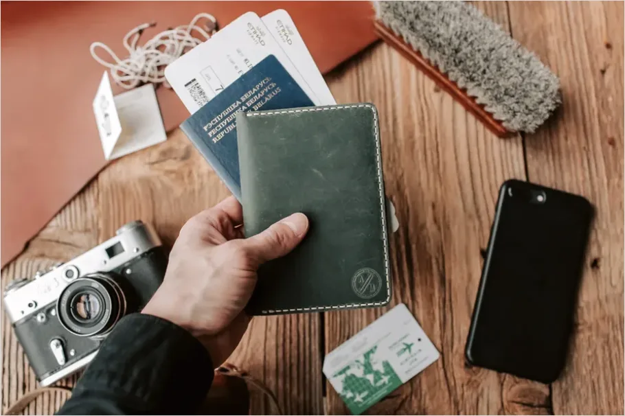 Detail Hands Holding Passport Travel Document Number 12