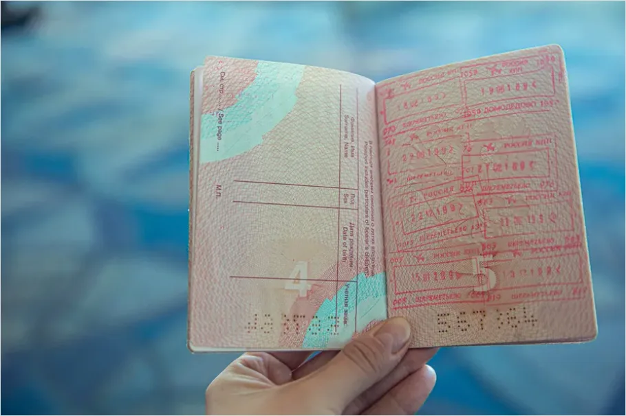 Detail Hands Holding Passport Travel Document Number 13