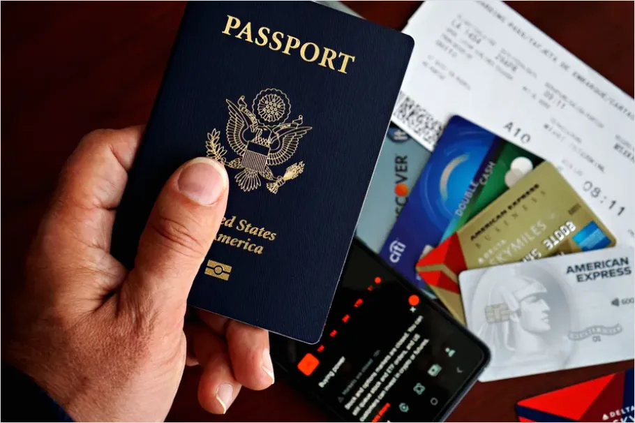 Detail Hands Holding Passport Travel Document Number 14