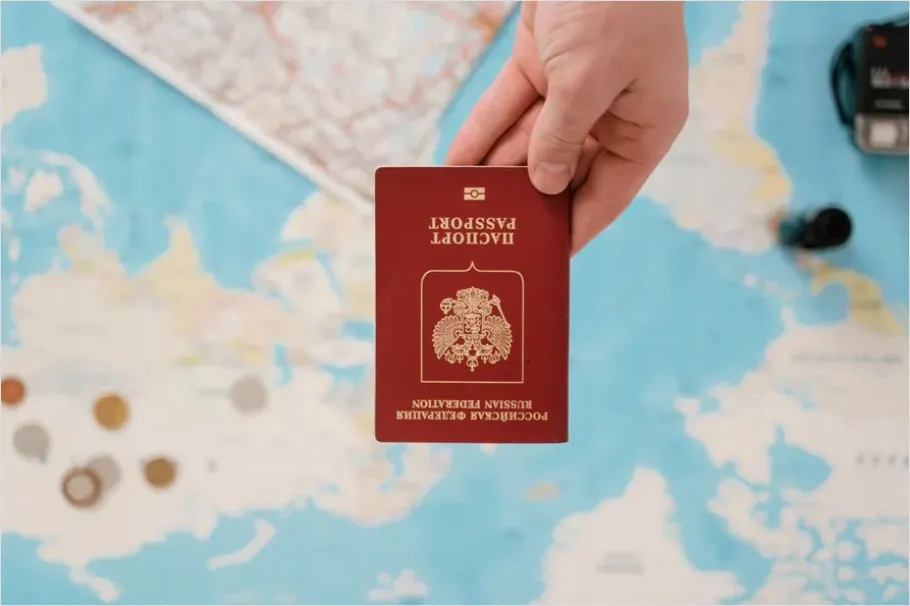 Detail Hands Holding Passport Travel Document Number 3