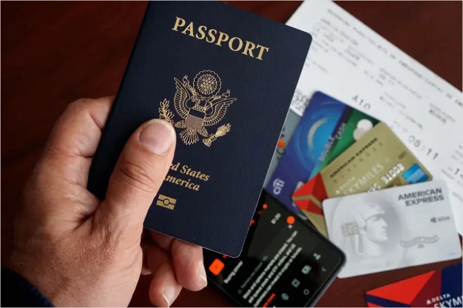 Detail Hands Holding Passport Travel Document Number 6