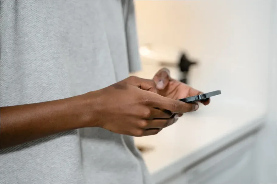 Detail Hands Holding Smartphone Texting Close Up Number 4