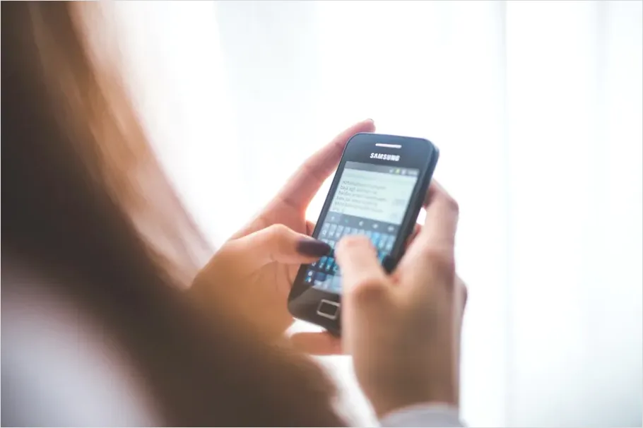 Detail Hands Holding Smartphone Texting Close Up Number 5