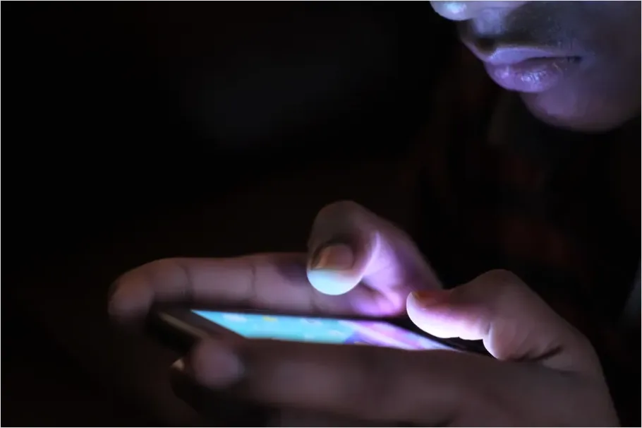 Detail Hands Holding Smartphone Texting Close Up Number 6