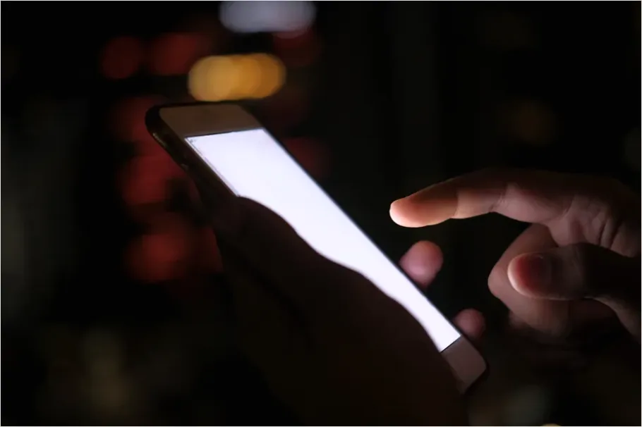Detail Hands Holding Smartphone Texting Close Up Number 8