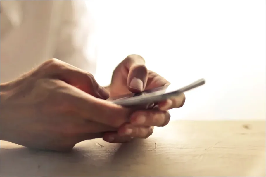 Detail Hands Holding Smartphone Texting Close Up Number 10
