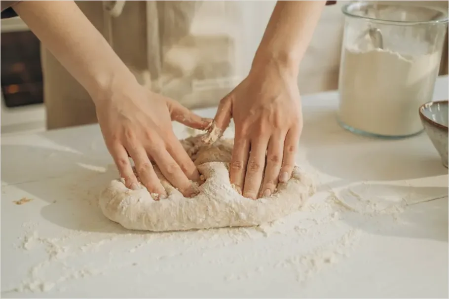 Detail Hands Kneading Dough Baking Kitchen Number 12