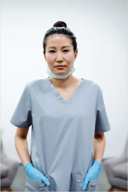 Detail Healthcare Worker Wearing Scrubs Portrait Number 2