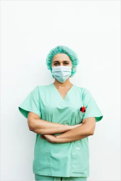 Detail Healthcare Worker Wearing Scrubs Portrait Number 11