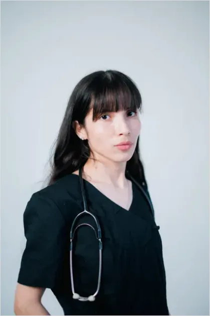 Detail Healthcare Worker Wearing Scrubs Portrait Number 16