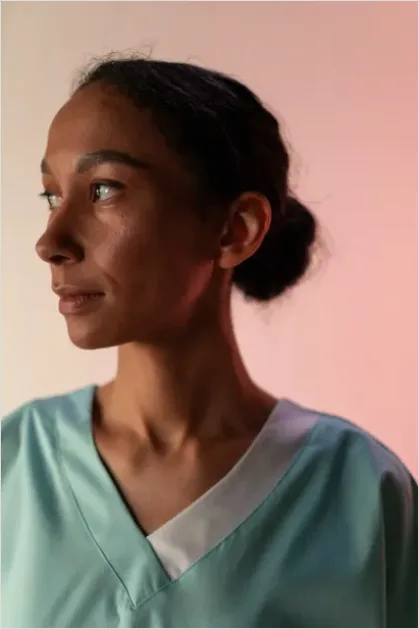 Detail Healthcare Worker Wearing Scrubs Portrait Number 6