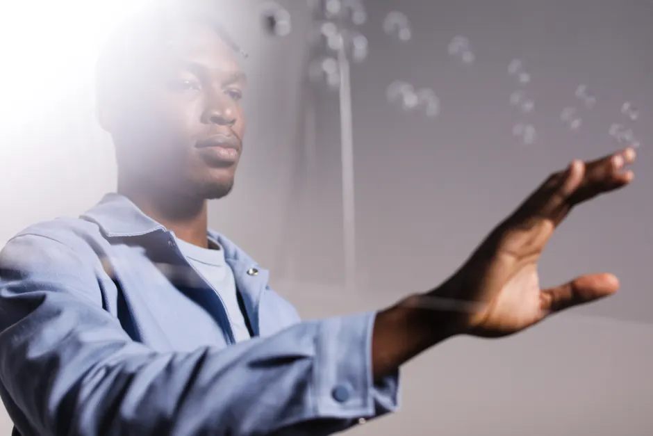 Detail Holographic Interface Hands Gesture Control Number 8