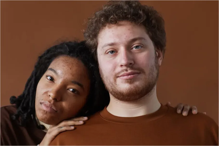 Detail Interracial Couple Smiling Portrait Close Up Number 12