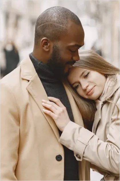Detail Interracial Couple Smiling Portrait Close Up Number 15