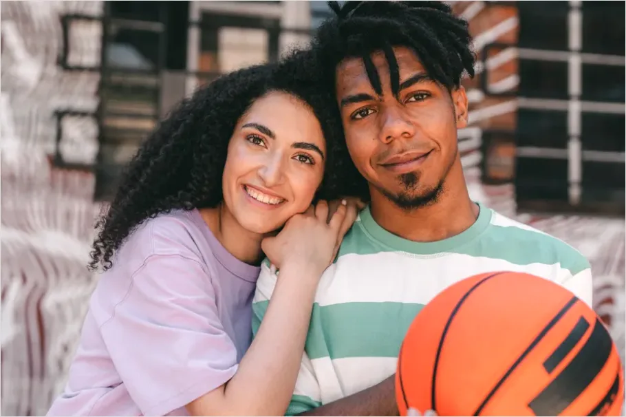 Detail Interracial Couple Smiling Portrait Close Up Number 16