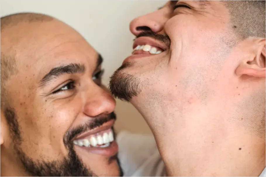 Detail Interracial Couple Smiling Portrait Close Up Number 7