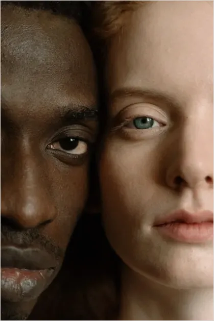 Detail Interracial Couple Smiling Portrait Close Up Number 8