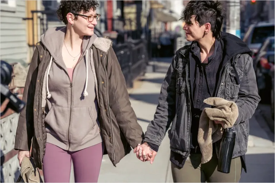 Detail Lgbtq Couple Holding Hands Street Number 12