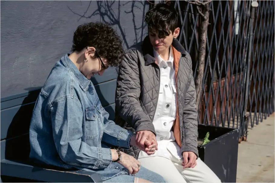 Detail Lgbtq Couple Holding Hands Street Number 16