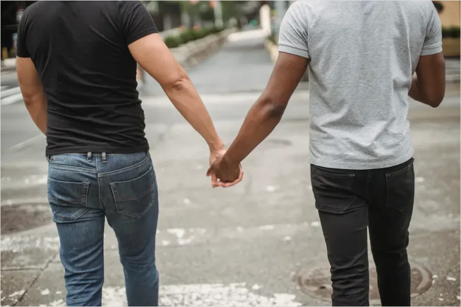 Detail Lgbtq Couple Holding Hands Street Number 4