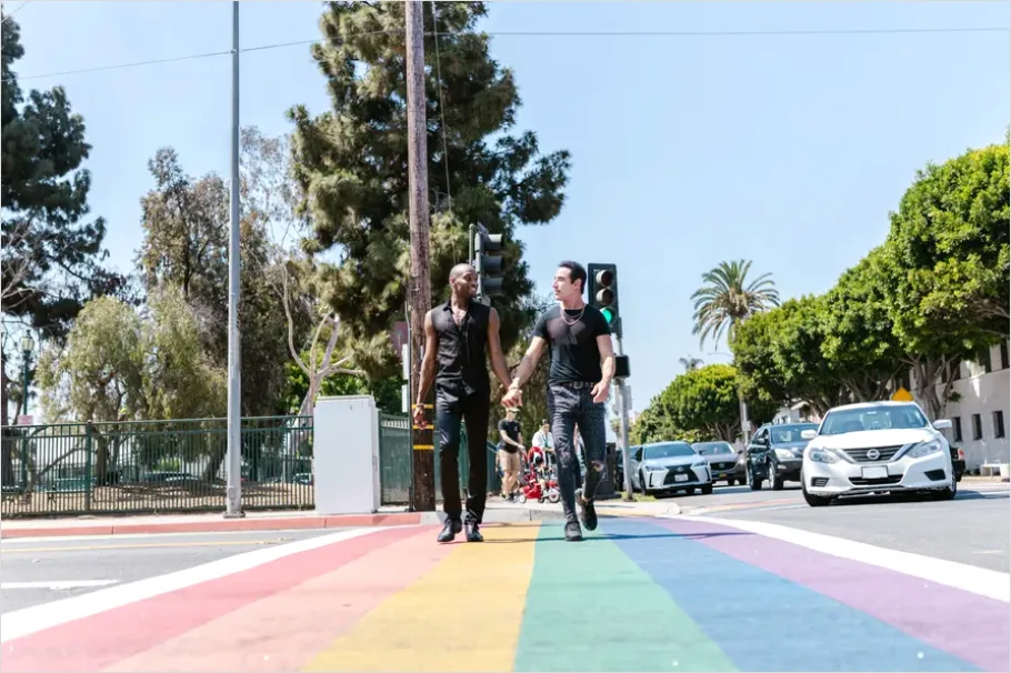 Detail Lgbtq Couple Holding Hands Street Number 6