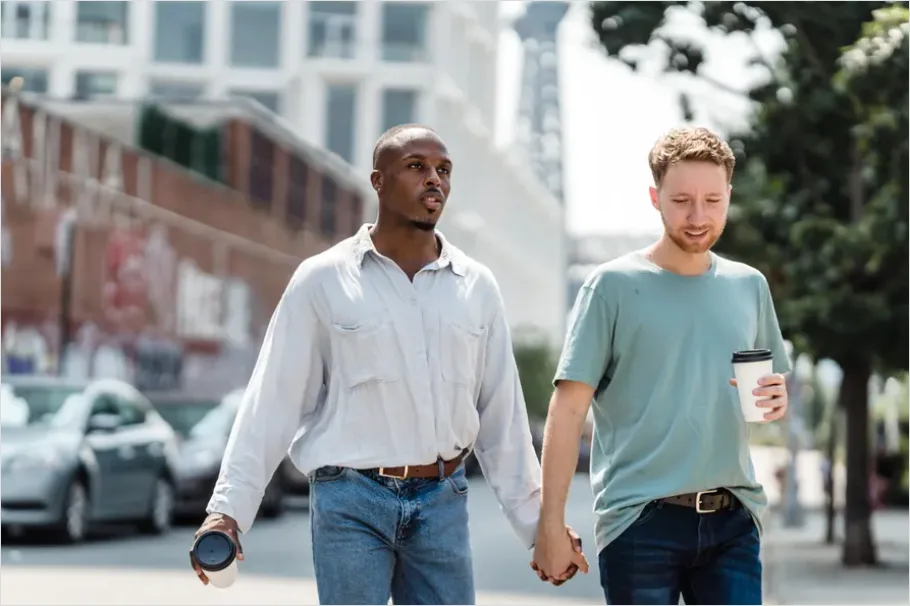 Detail Lgbtq Couple Holding Hands Street Number 7