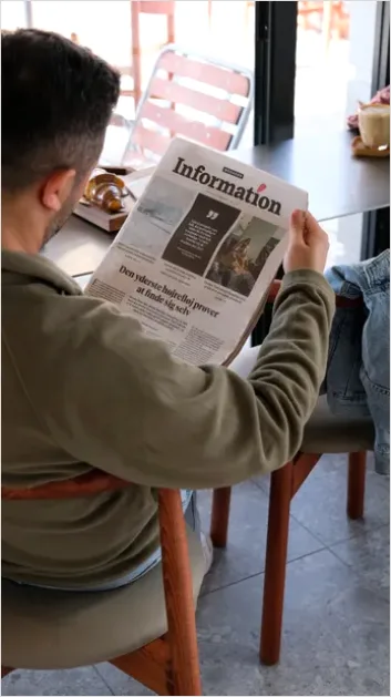 Detail Man Reading Newspaper Morning Coffee Number 12