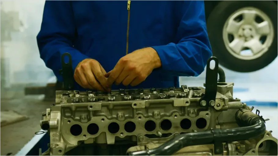 Detail Mechanic Working On Car Engine Number 12