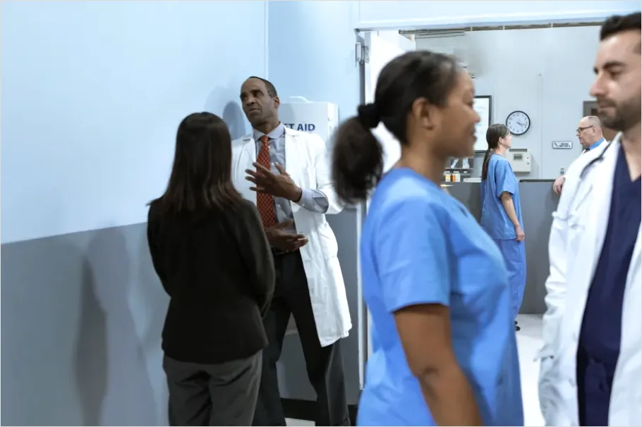 Detail Medical Team Walking Hospital Corridor Number 12