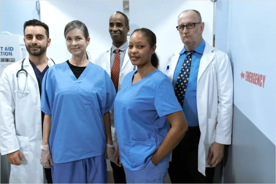 Detail Medical Team Walking Hospital Corridor Number 14