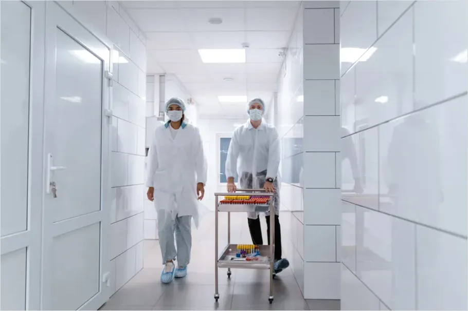 Detail Medical Team Walking Hospital Corridor Number 16