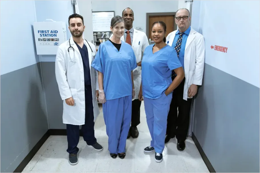 Detail Medical Team Walking Hospital Corridor Number 9