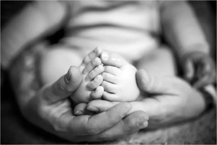 Detail Mother Hands Holding Baby Feet Number 12