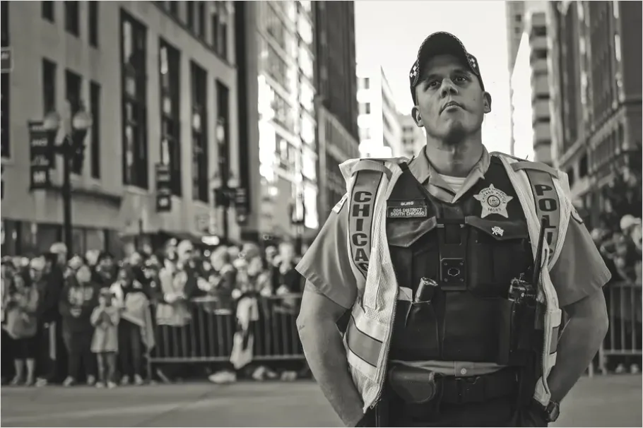 Detail Police Officer Portrait City Street Number 2