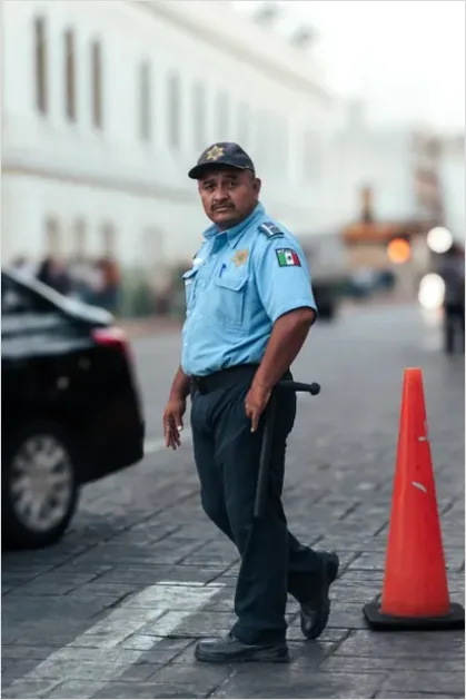 Detail Police Officer Portrait City Street Number 14