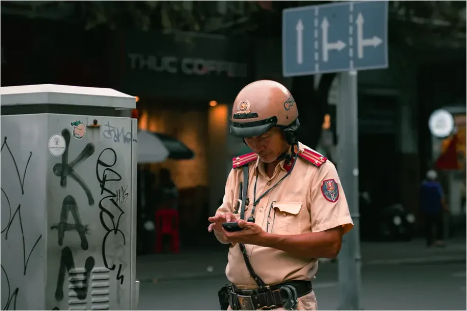 Detail Police Officer Portrait City Street Number 16