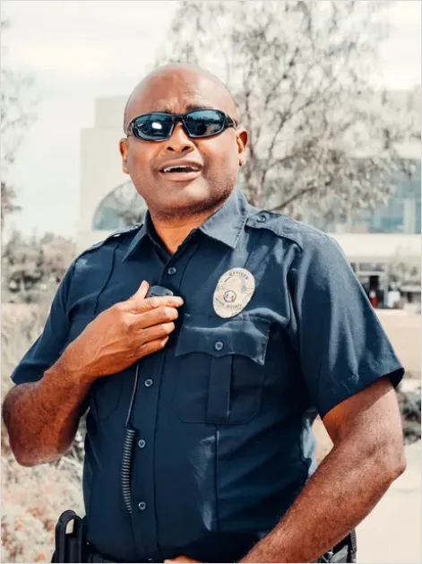 Detail Police Officer Portrait City Street Number 9