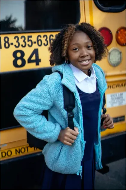 Detail School Bus Kids Boarding Morning Number 13