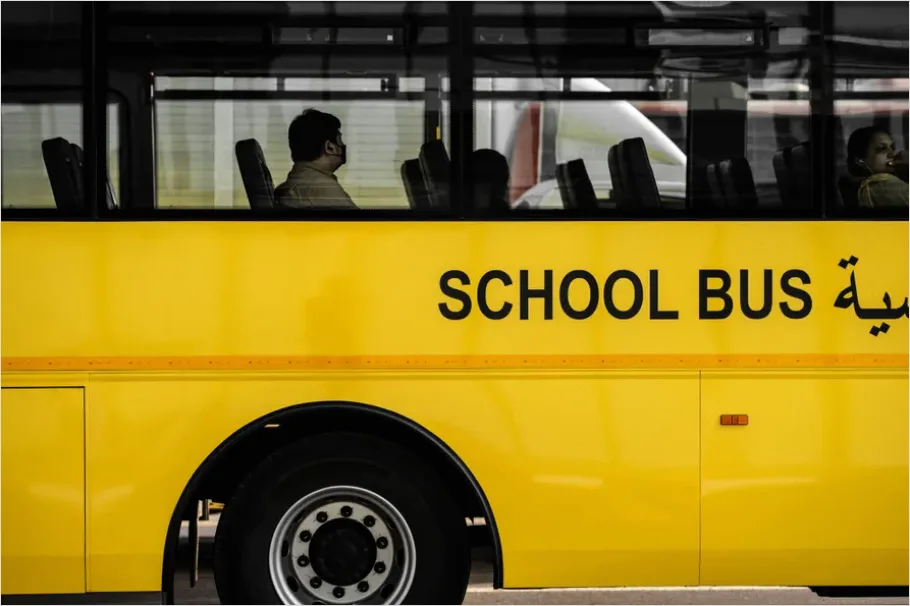 Detail School Bus Kids Boarding Morning Number 7