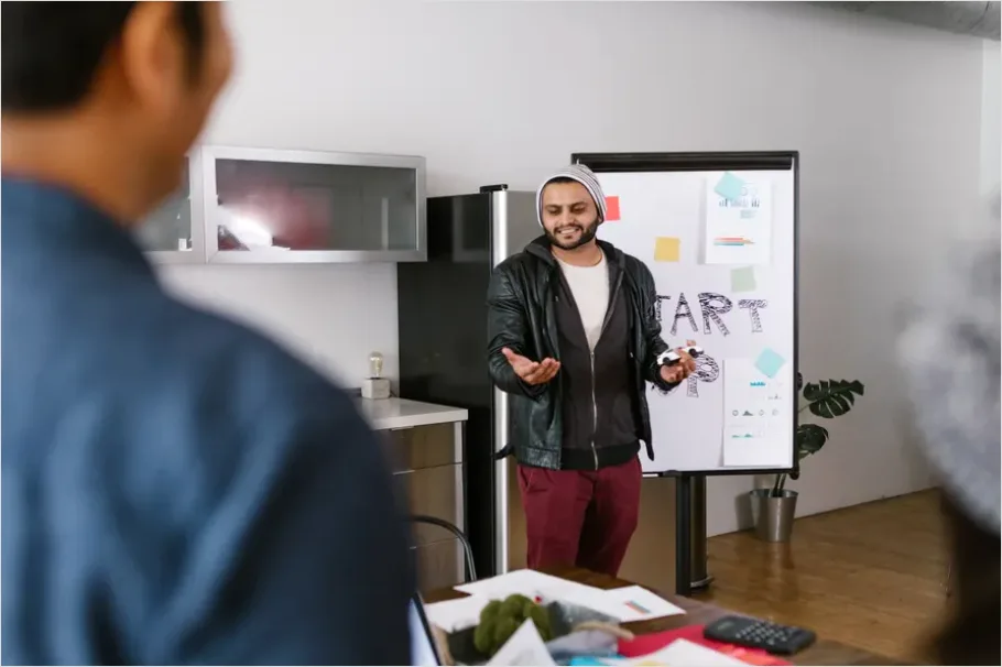 Detail Startup Team Brainstorming Whiteboard Number 11