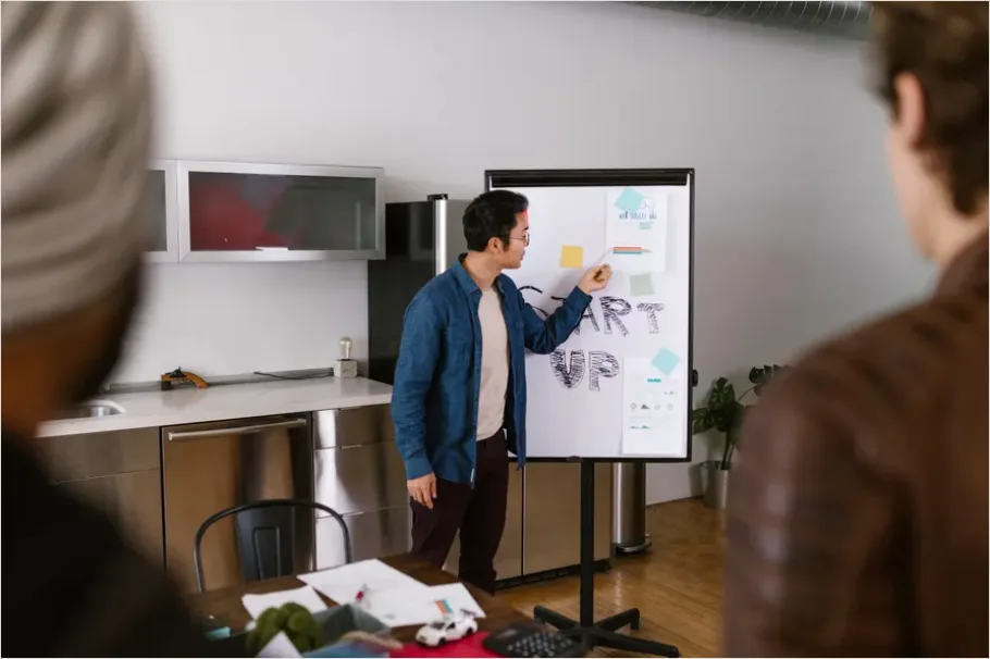 Detail Startup Team Brainstorming Whiteboard Number 3
