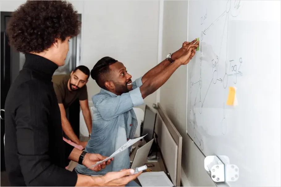 Detail Startup Team Brainstorming Whiteboard Number 7