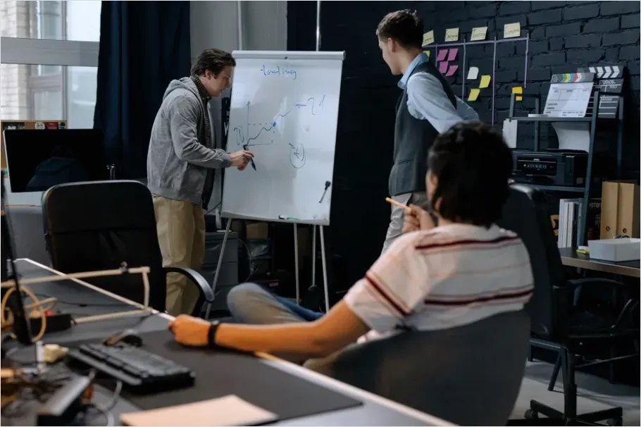 Detail Startup Team Brainstorming Whiteboard Number 8