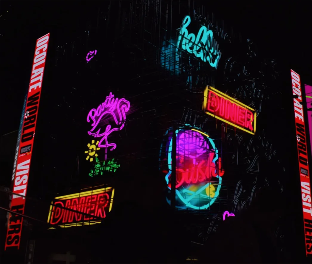 Detail Times Square Neon Lights Night Number 4