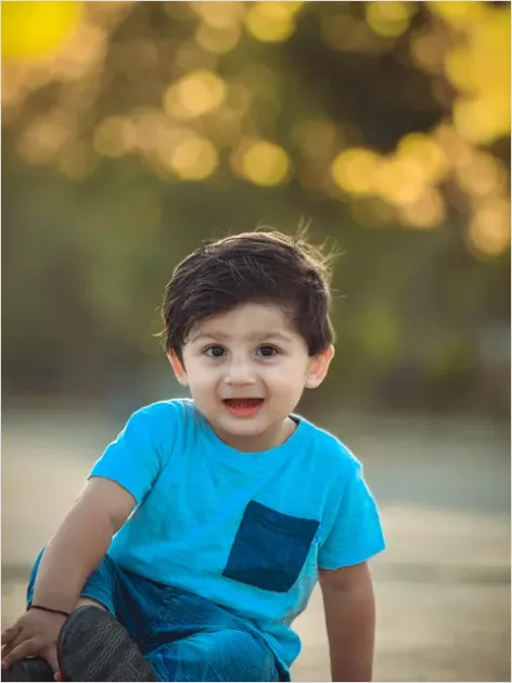Detail Toddler Smiling Portrait Outdoors Number 2