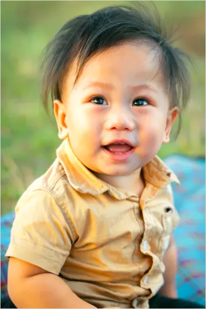 Detail Toddler Smiling Portrait Outdoors Number 15