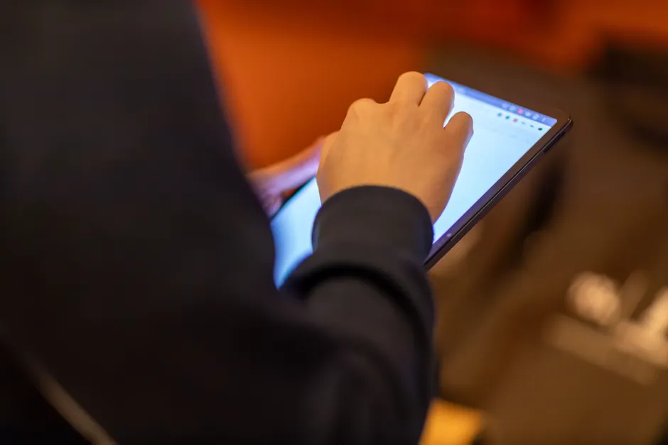 Detail Touchscreen Kiosk User Interaction Close Up Number 16