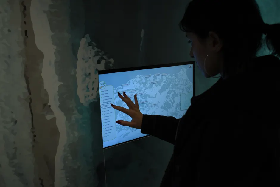 Detail Touchscreen Kiosk User Interaction Close Up Number 8