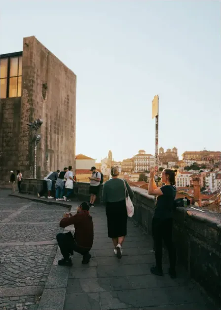 Tourist Taking Photo City Landmark F18b